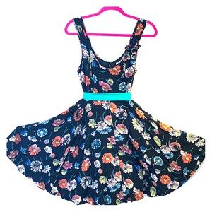 Anthropologie Black/Multi-Colored Daisy Dress